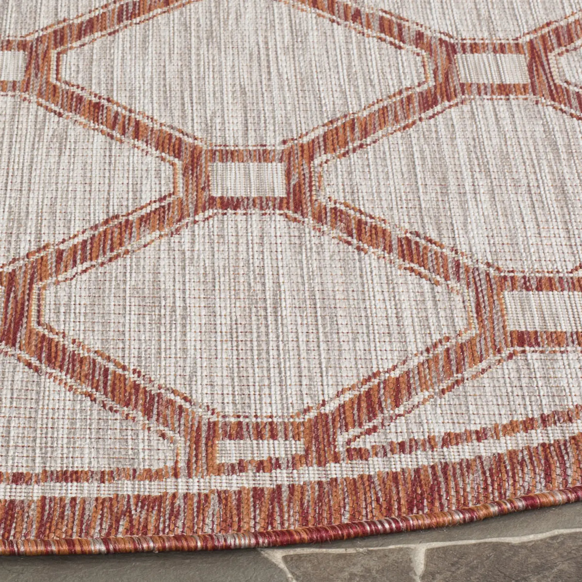 Safavieh Courtyard 6'-7" x 6'-7" Rug in Red / Beige