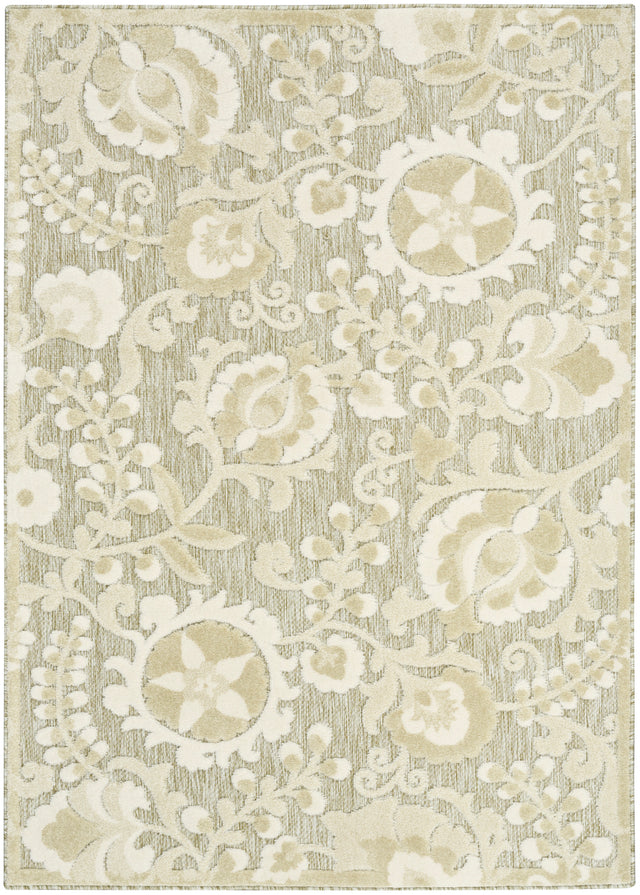 Nourison Aloha ALH17 Machine Made Ivory, Sage Rug
