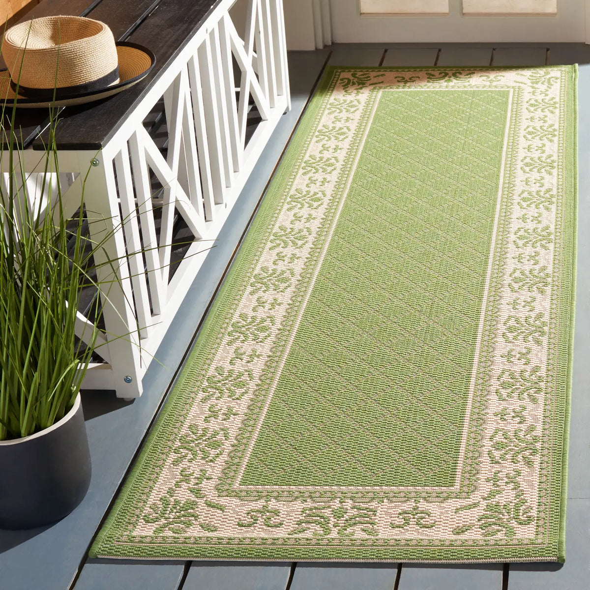 Safavieh Courtyard 2'-3" x 10'-0" Rug in Olive / Natural