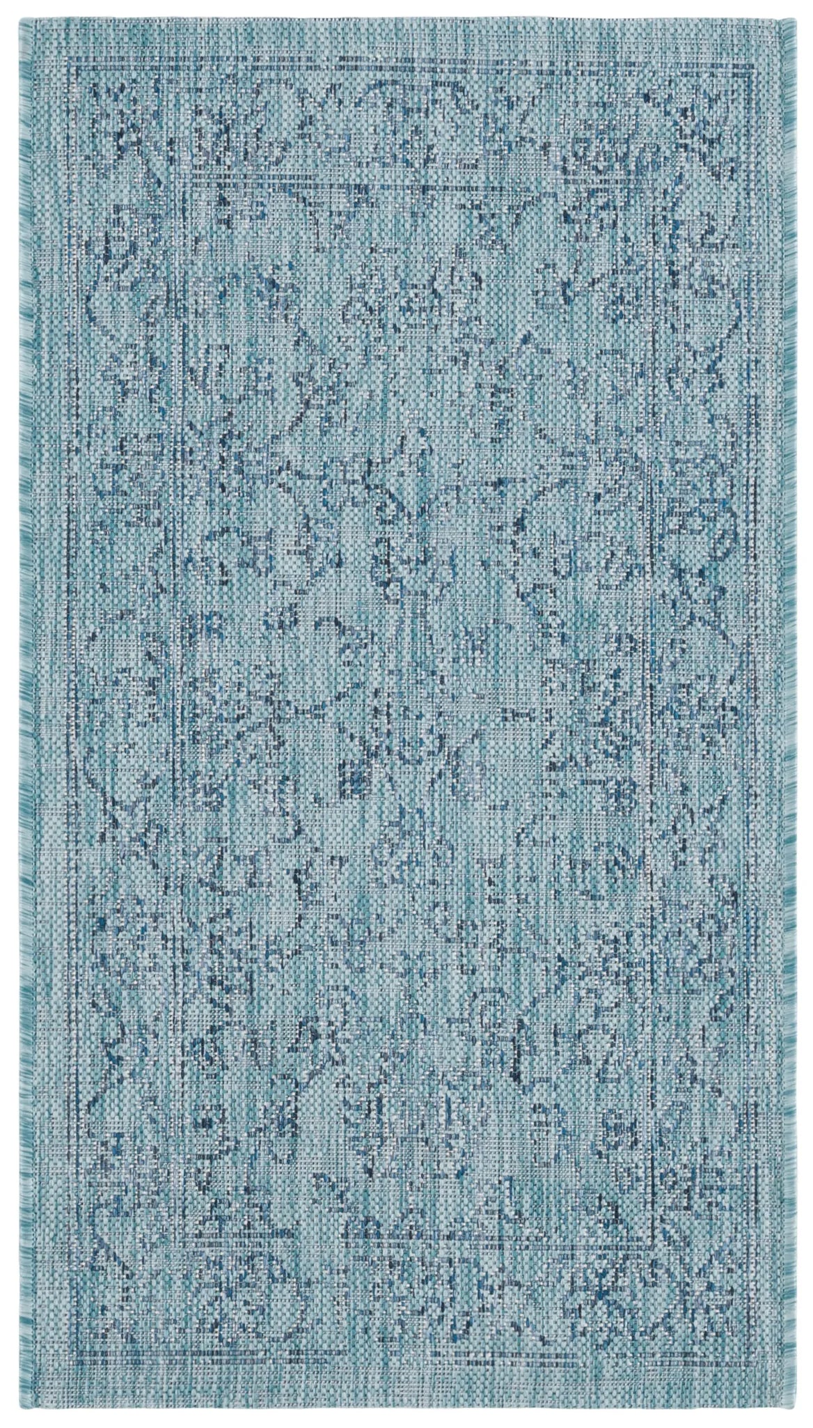 Safavieh Courtyard 2'-0" x 3'-7" Rug in Aqua / Navy