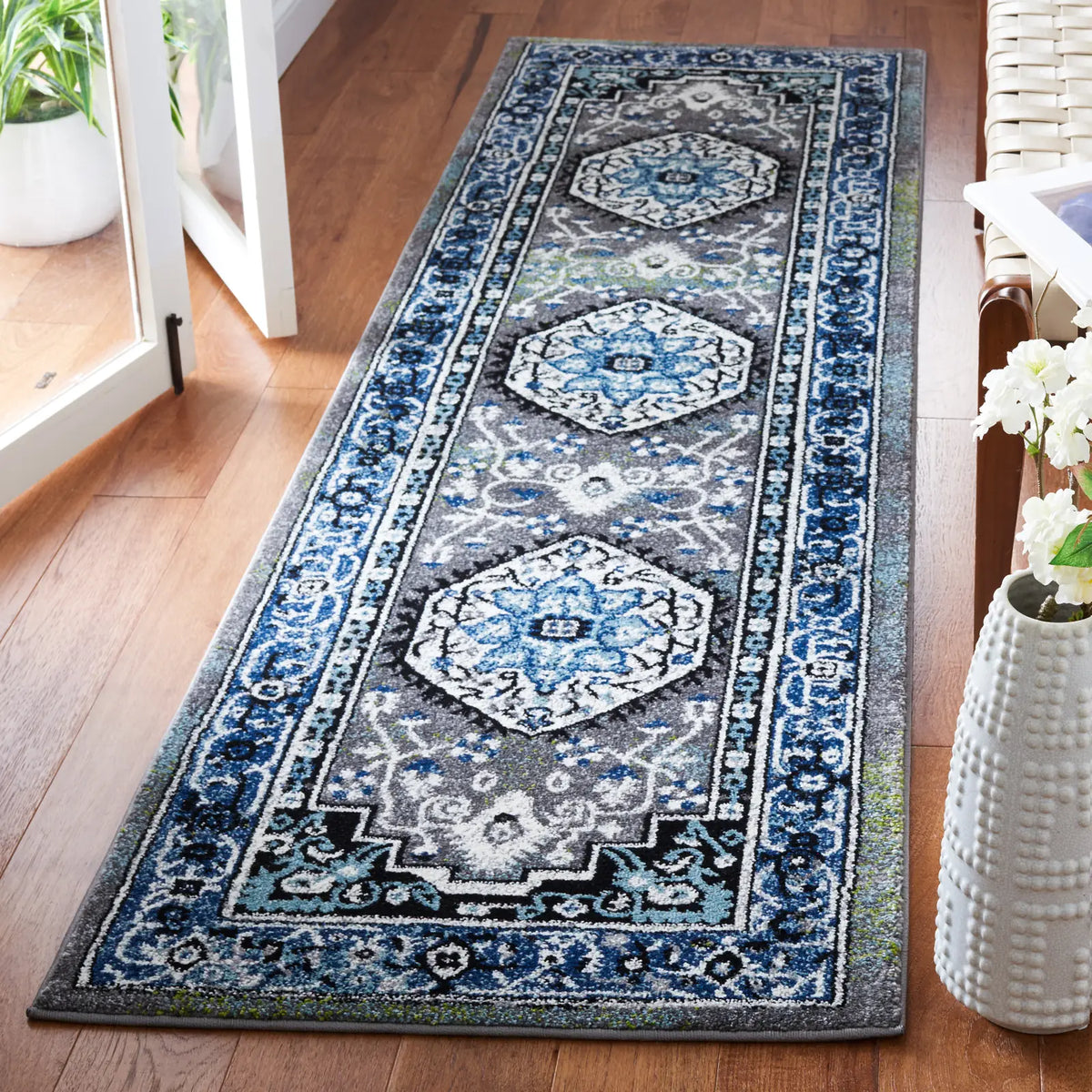 Safavieh Vintage Hamadan 2'-3" x 8'-0" Rug in Blue / Grey