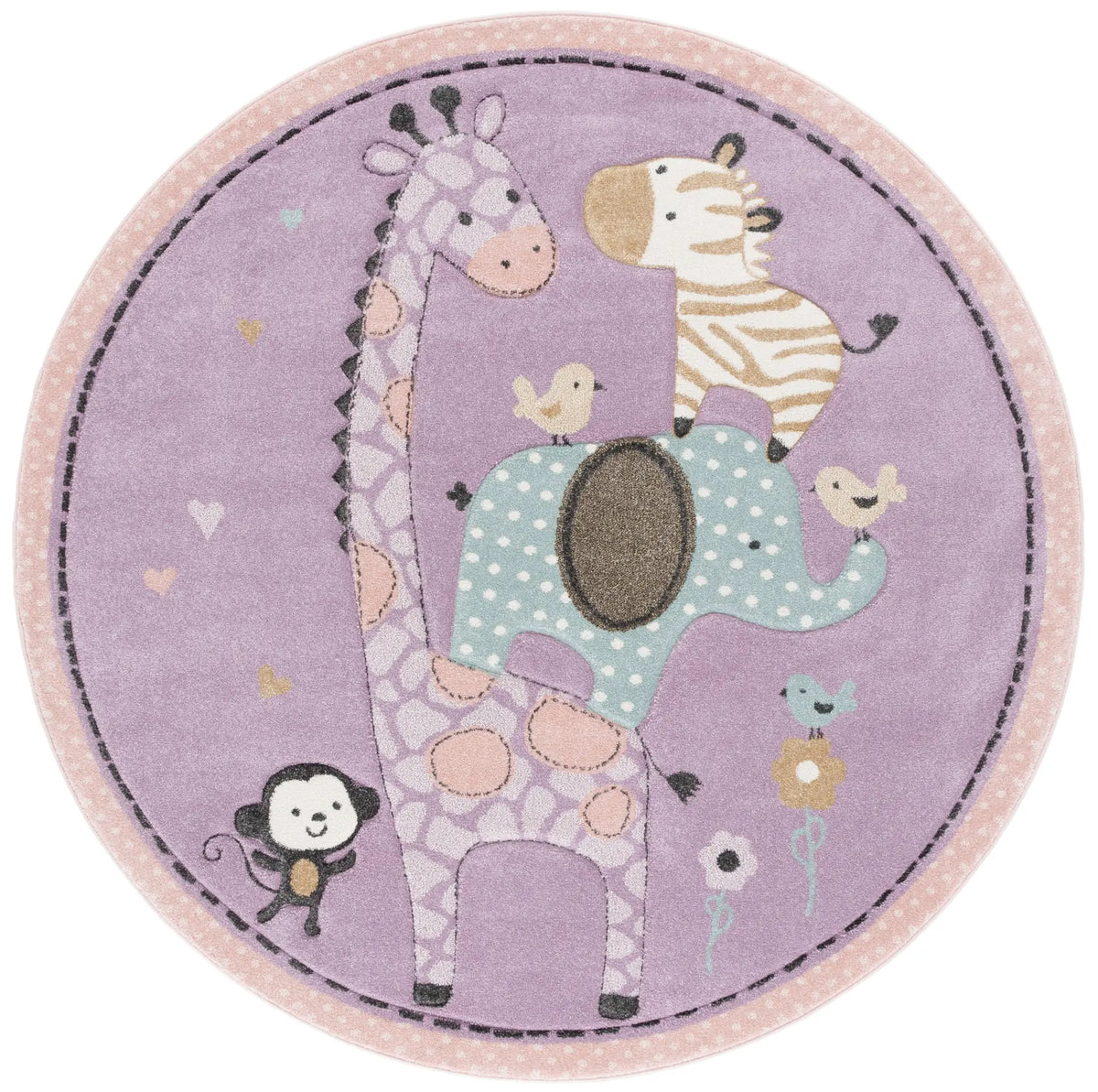 Safavieh Carousel Kids 100 6'-7" x 6'-7" Rug in Purple