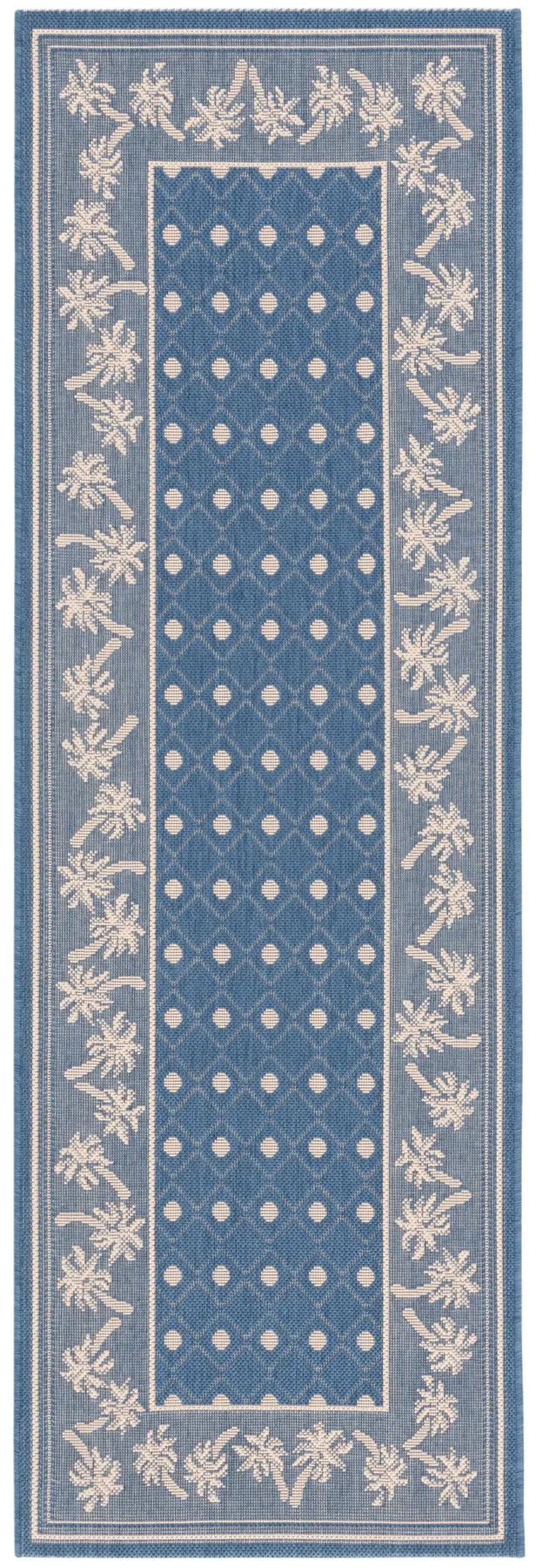 Safavieh Courtyard 2'-3" x 6'-7" Rug in Blue / Ivory