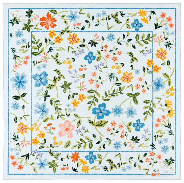 Safavieh Martha Stewart Washable 6'-0" x 6'-0" Rug in Light Blue / Rust