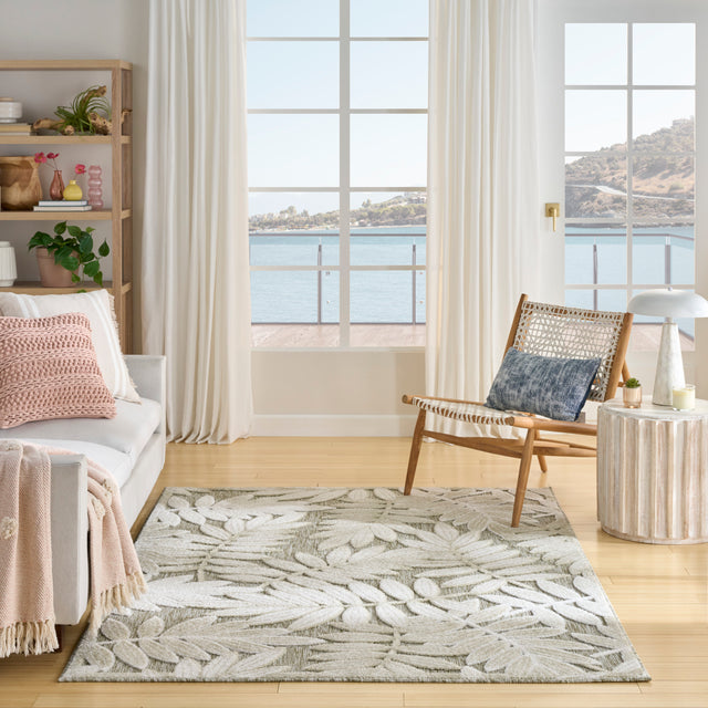 Nourison Aloha ALH18 Machine Made Ivory, Sage Rug