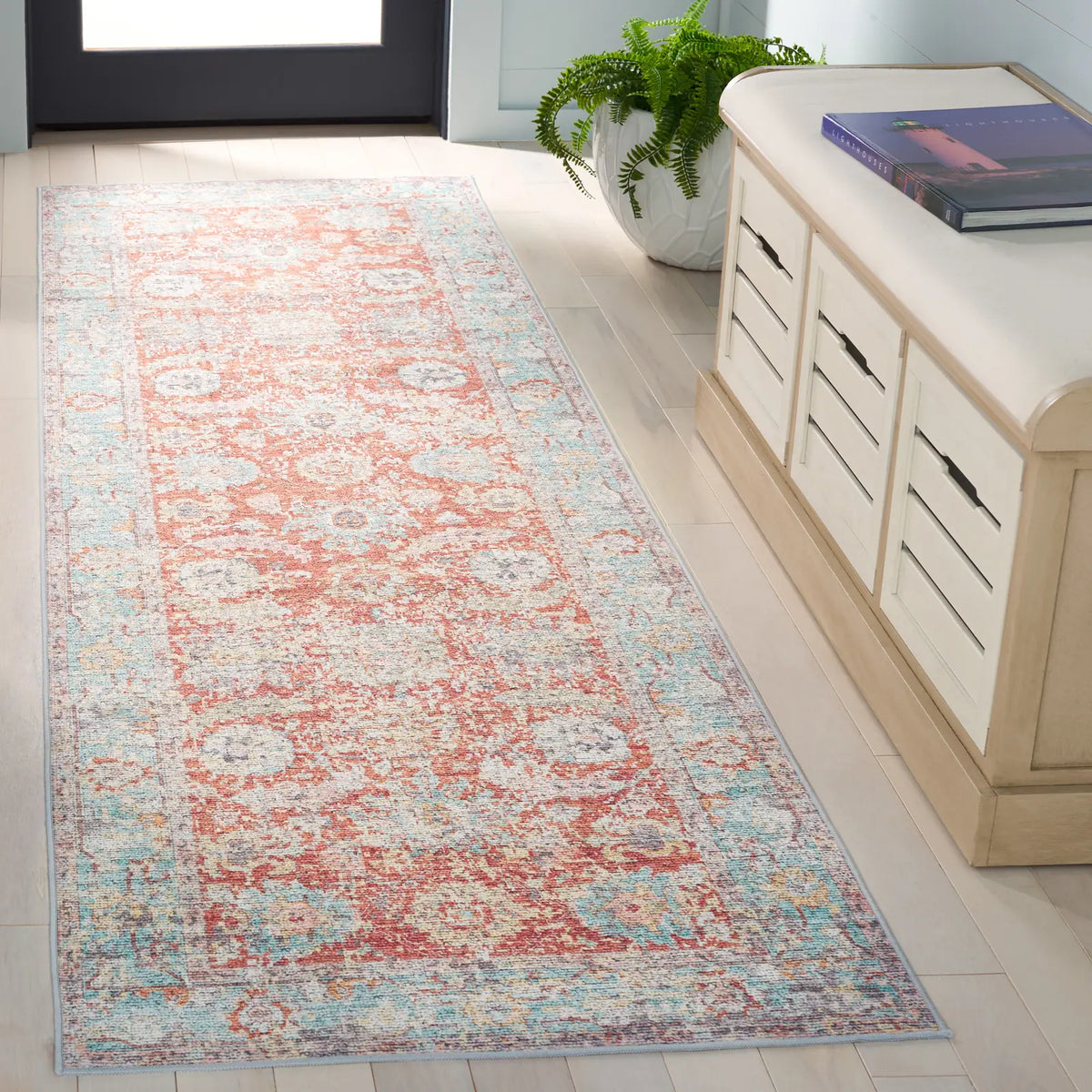 Safavieh Arizona 2'-6" x 8'-0" Rug in Turquoise / Rust