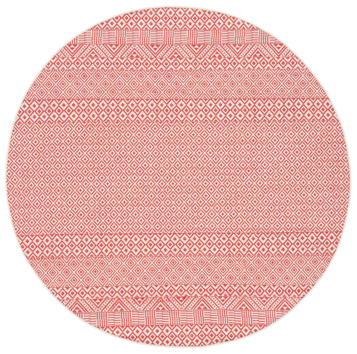 Safavieh Courtyard 6'-7" x 6'-7" Rug in Beige / Red