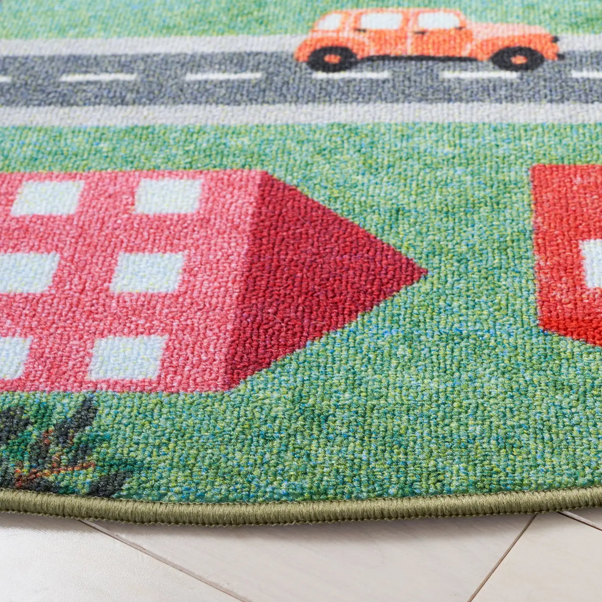 Safavieh Kids Playhouse 200 5'-0" x 5'-0" Rug in Green / Charcoal