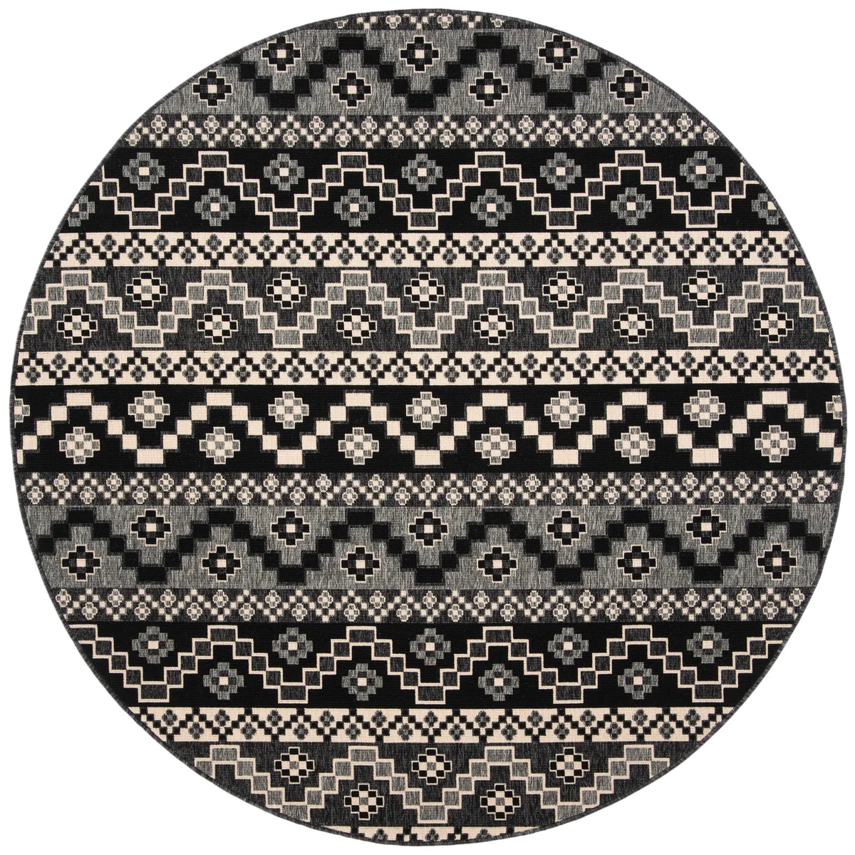 Safavieh Veranda 5'-3" x 5'-3" Rug in Black / Beige