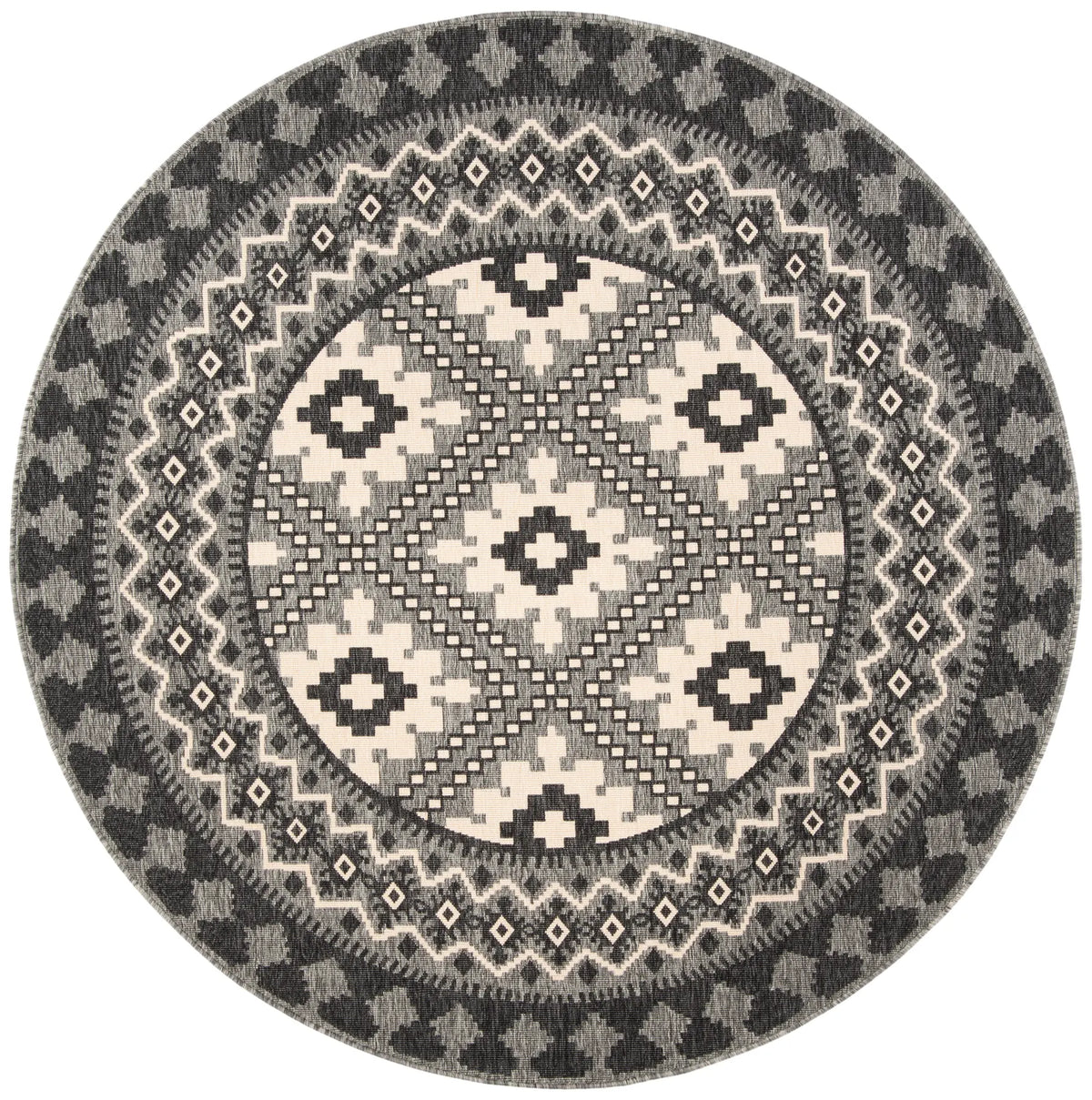 Safavieh Veranda 5'-3" x 5'-3" Rug in Ivory / Charcoal