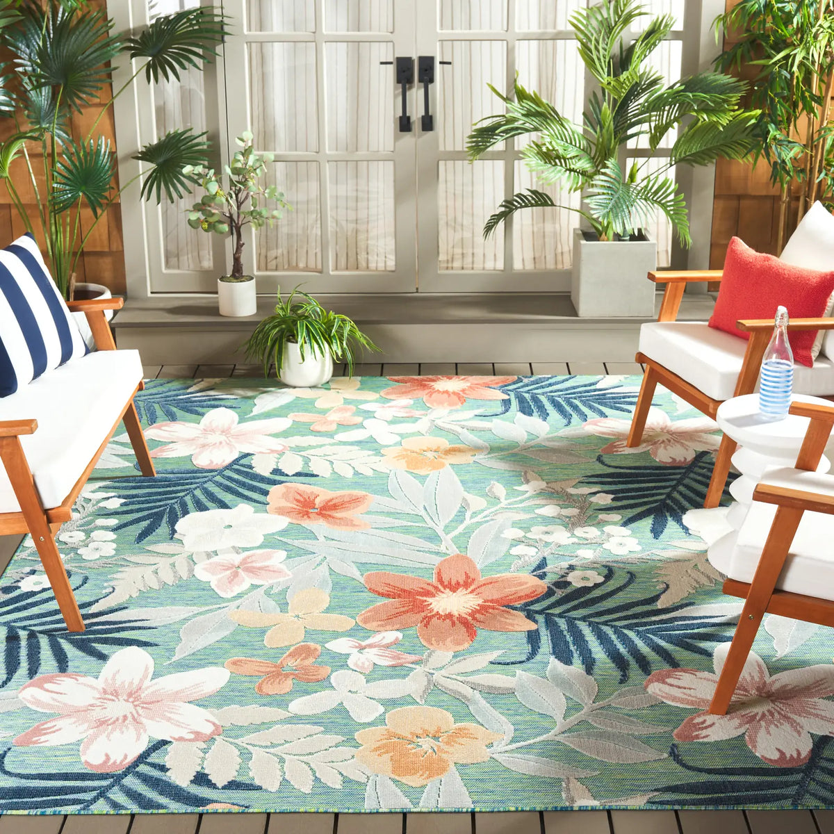Safavieh Cabana 10'-0" x 14'-0" Rug in Green / Rust