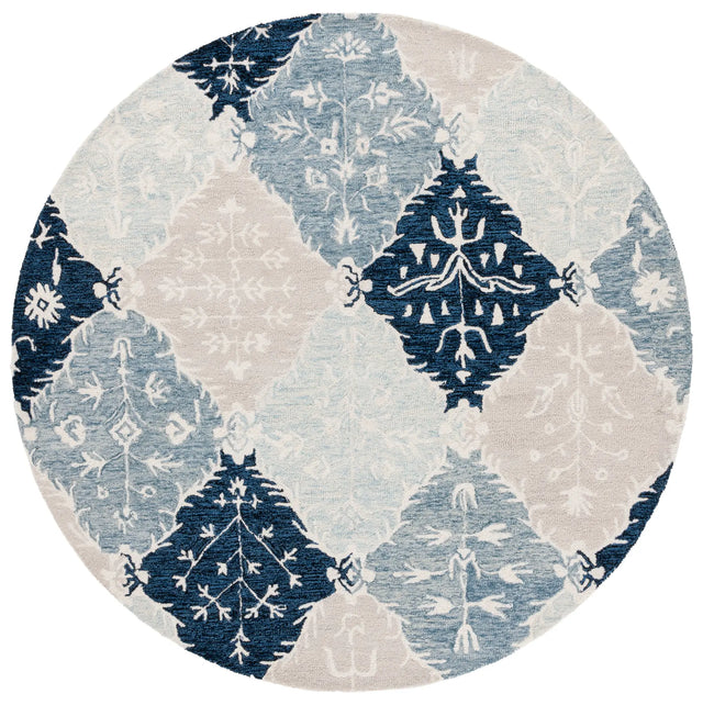 Safavieh Ebony 6'-0" x 6'-0" Rug in Blue / Ivory