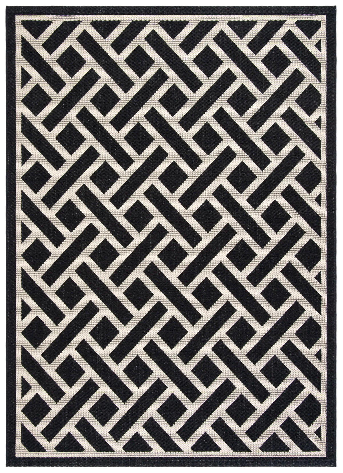 Safavieh Courtyard 5'-3" x 7'-7" Rug in Black / Light Beige