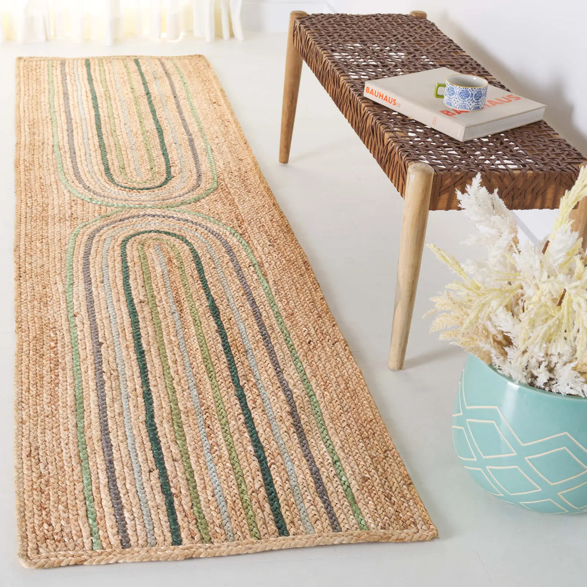 Safavieh Natural Fiber 2'-3" x 9'-0" Rug in Natural / Green