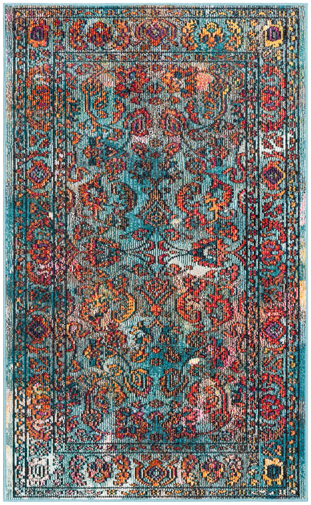 Safavieh Crystal 3'-0" x 5'-0" Rug in Light Blue / Orange