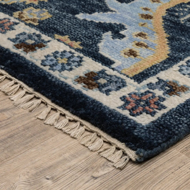 Oriental Weavers Sphinx MAJORCA MAJ02 Blue Floral Rugs - corner detail