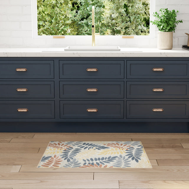 Nourison Aloha ALH18 Machine Made Ivory, Blue Rug