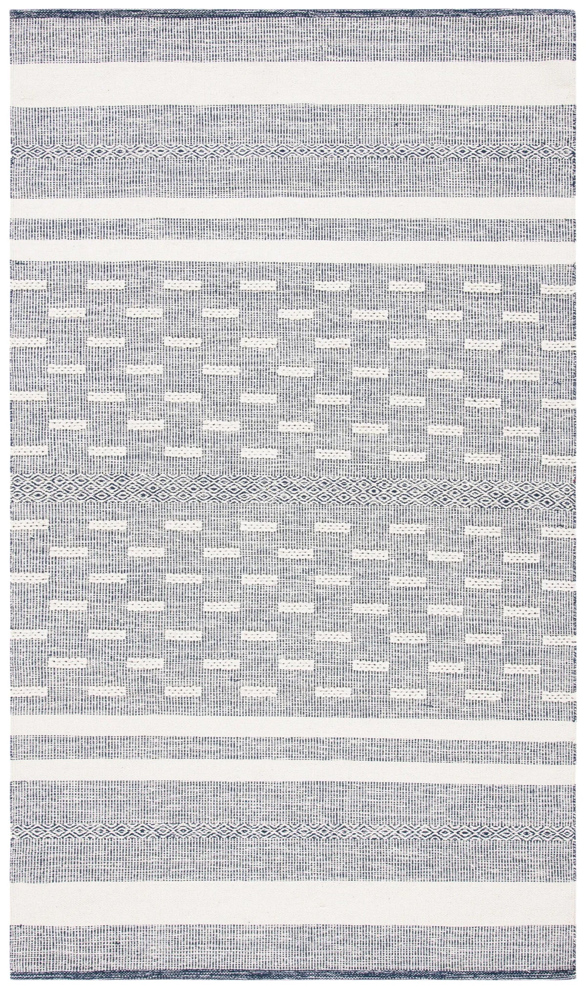 Safavieh Striped Kilim 4'-0" x 6'-0" Rug in Navy / Ivory