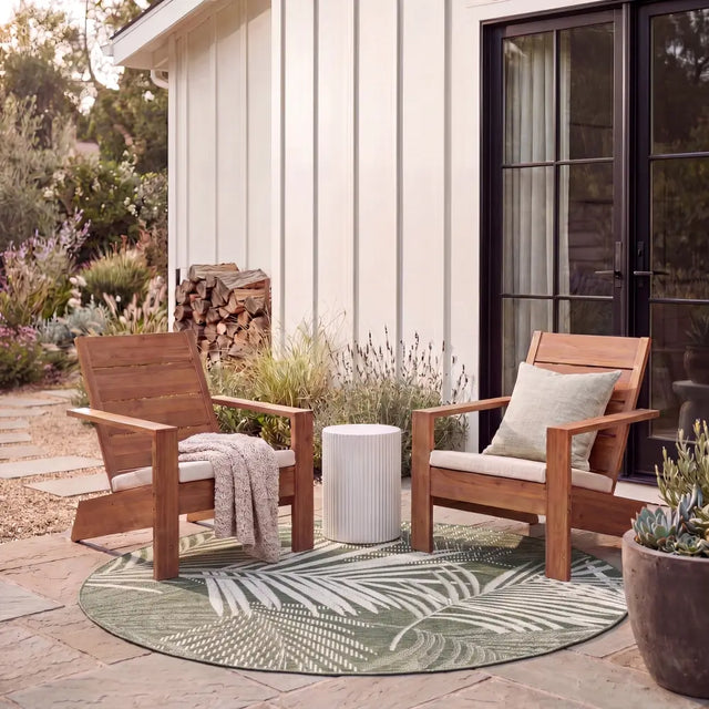 Safavieh Beach House 6'-7" x 6'-7" Rug in Green / Ivory