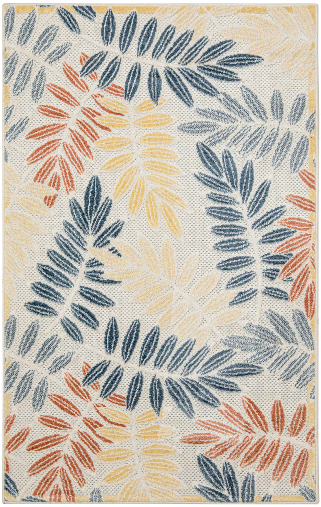 Nourison Aloha ALH18 Machine Made Ivory, Blue Rug