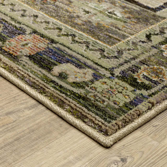 Oriental Weavers Sphinx Andorra 2442D Green/Multi Rugs - corner detail