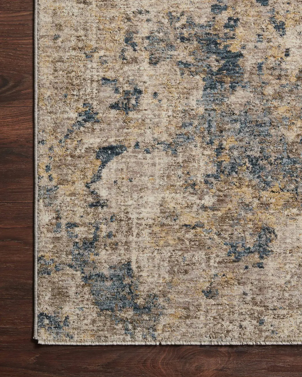 Loloi Gaia Gaa-03 Taupe/Denim Rugs - corner on wood
