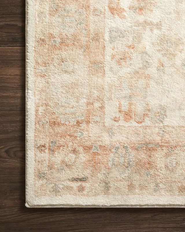 Loloi Rosette Ros-03 Ivory/Terracotta Rugs - corner on wood