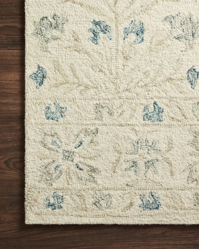 Loloi Norabel Nor-02 Ivory/Grey Rugs - corner on wood