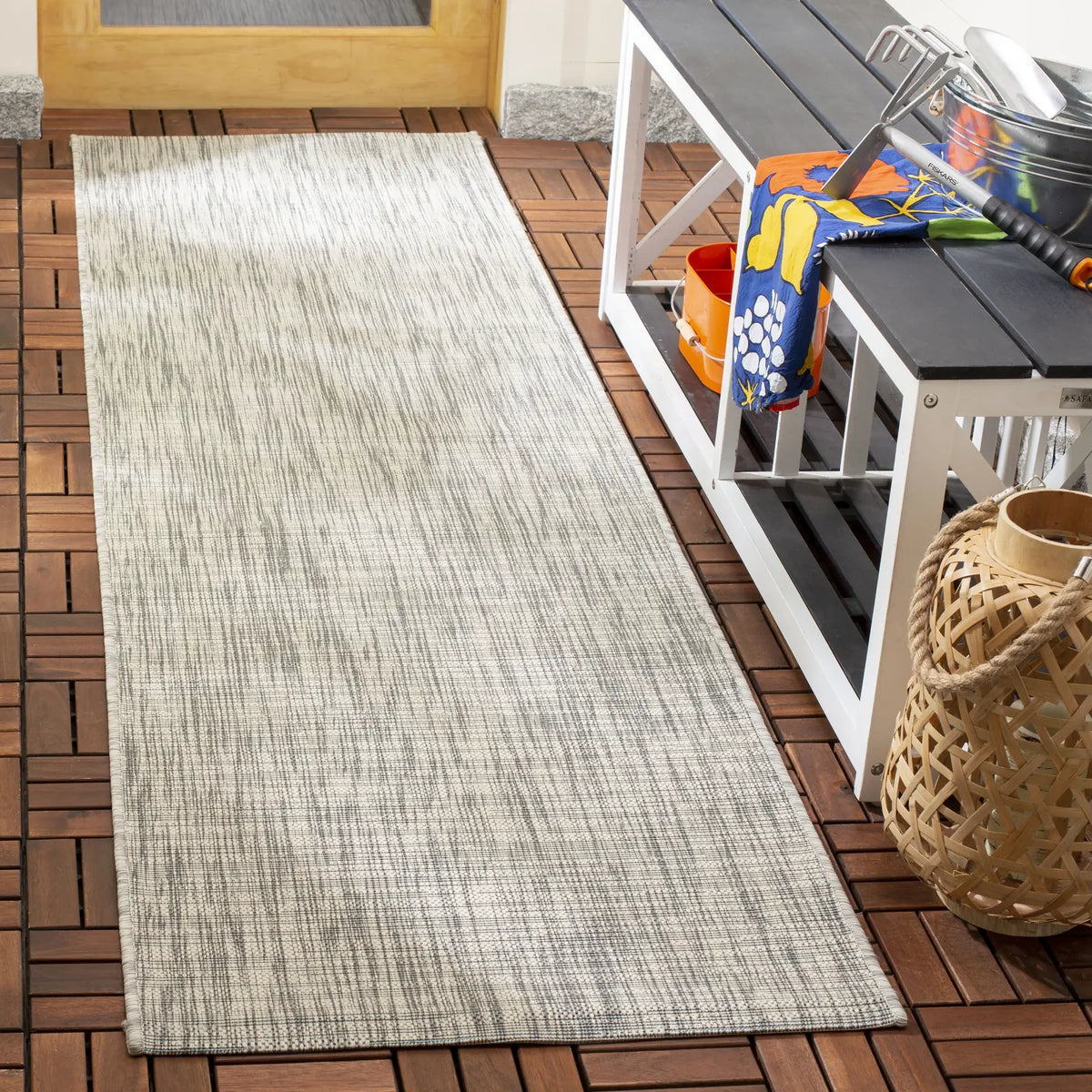 Safavieh Courtyard 2'-3" x 10'-0" Rug in Grey / Turquoise
