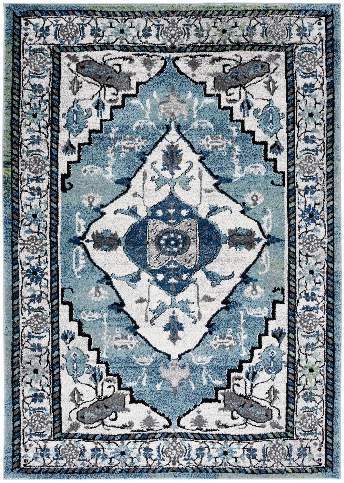 Safavieh Vintage Hamadan 4'-0" x 6'-0" Rug in Blue Green / Ivory