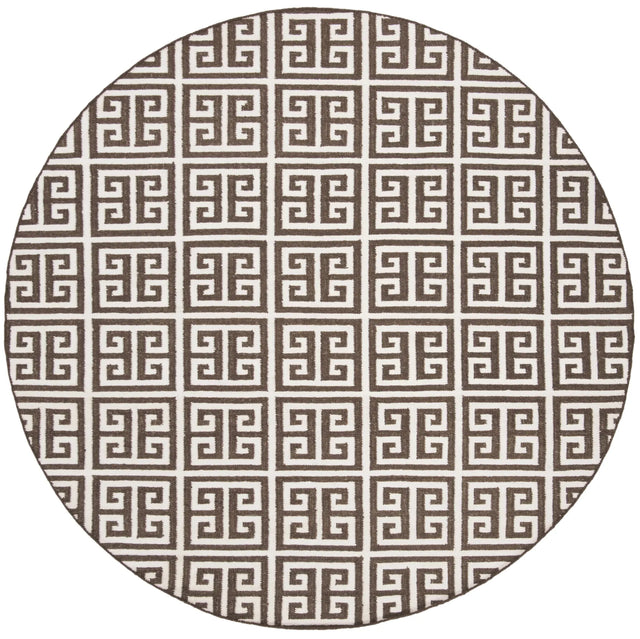 Safavieh Dhurries 7'-0" x 7'-0" Rug in Brown / Ivory