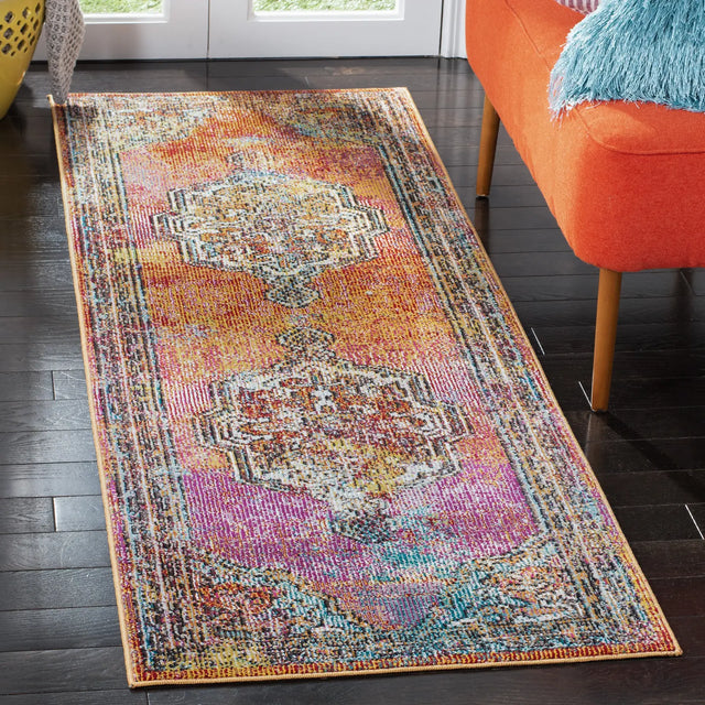 Safavieh Crystal 2'-2" x 11'-0" Rug in Orange / Light Blue