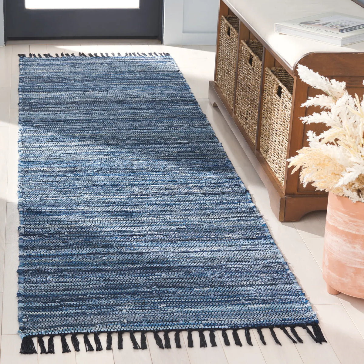 Safavieh Rag Rug 2'-3" x 8'-0" Rug in Blue / Black