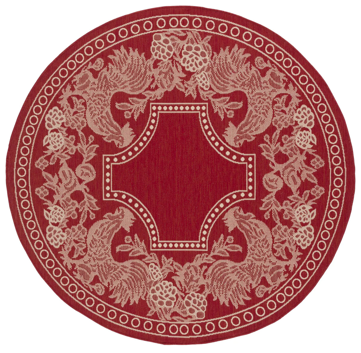 Safavieh Courtyard 5'-3" x 5'-3" Rug in Red / Natural