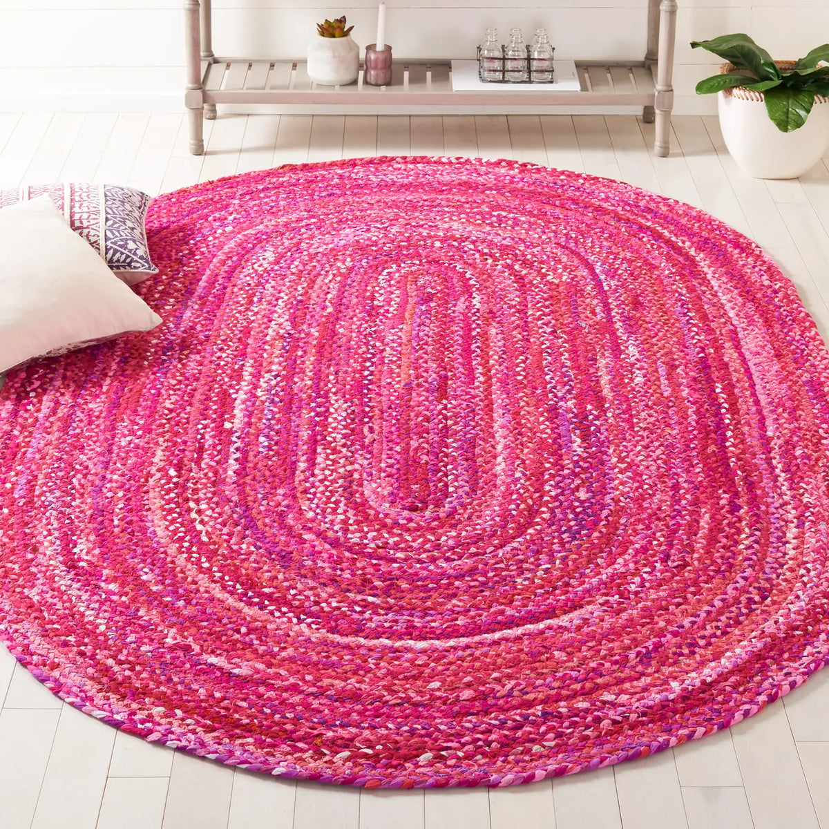 Safavieh Braided 5'-0" x 8'-0" Rug in Pink / Fuchsia
