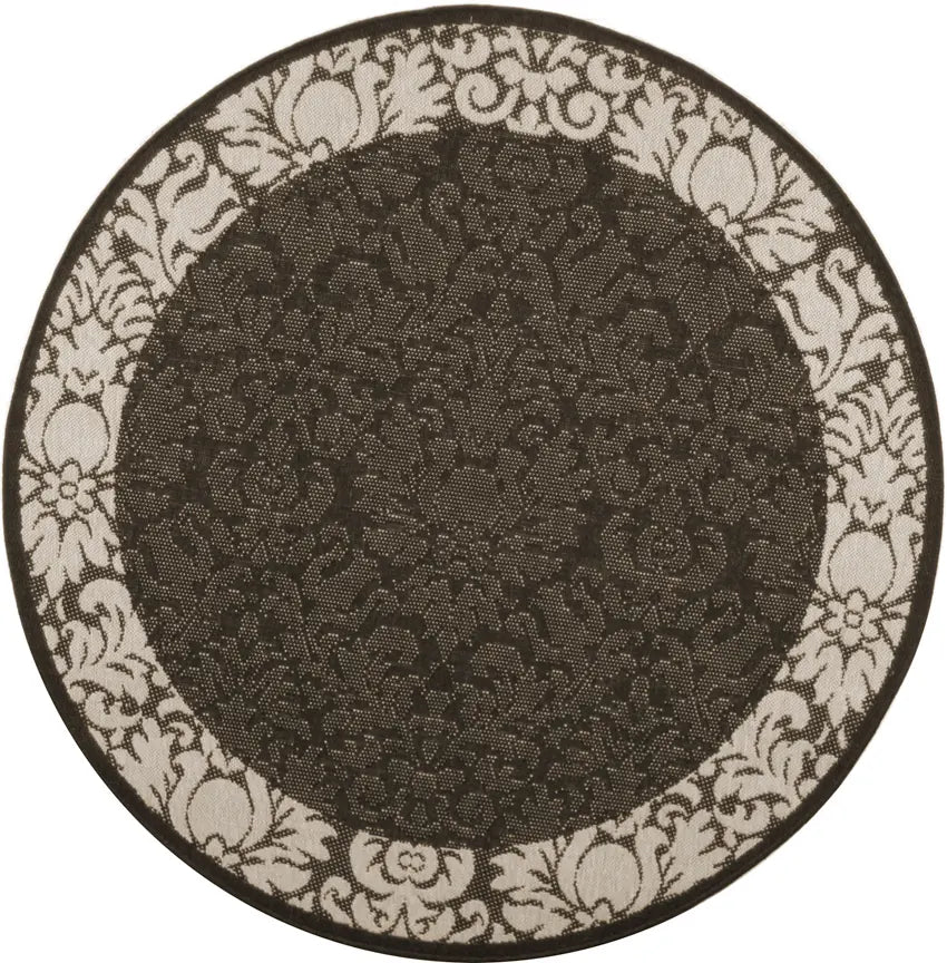Safavieh Courtyard 5'-3" x 5'-3" Rug in Black / Sand