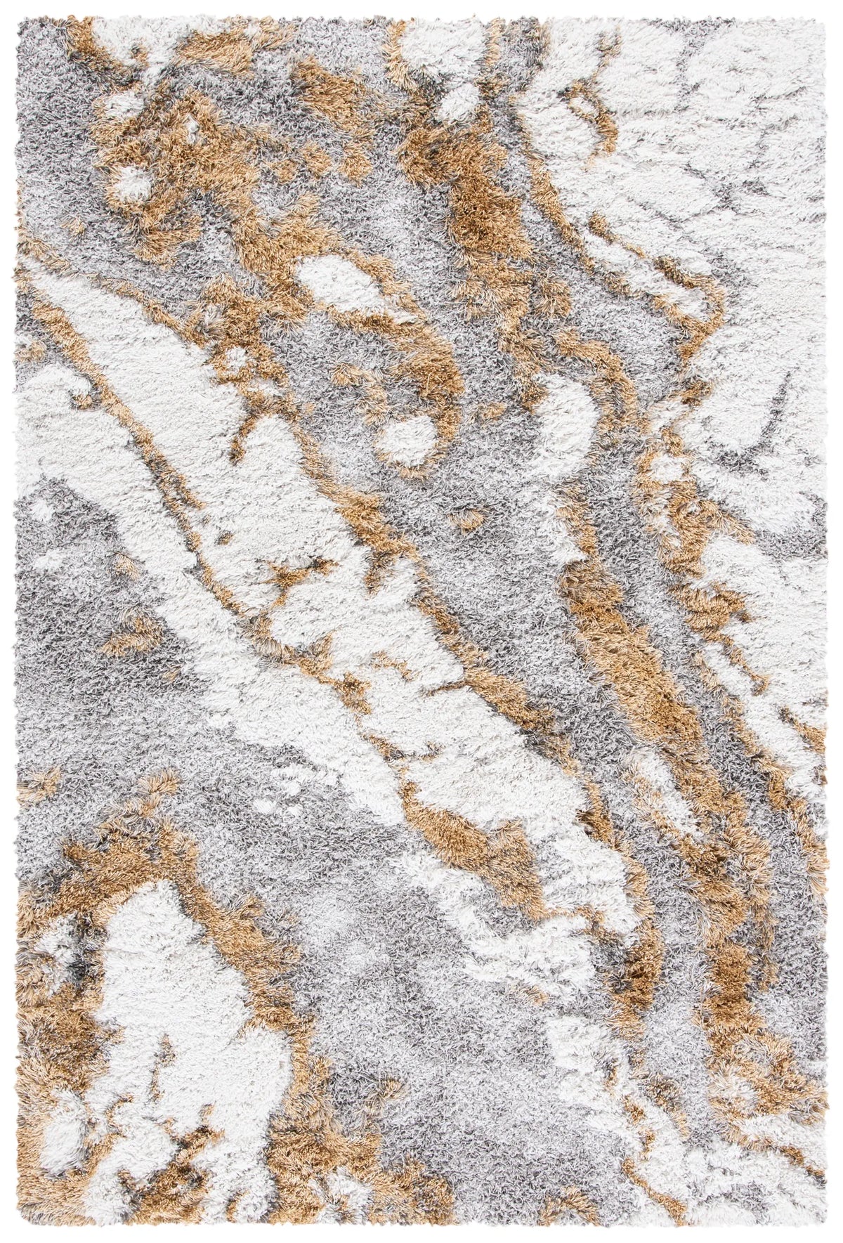 Safavieh Horizon Shag 800 4'-0" x 6'-0" Rug in Grey / Gold