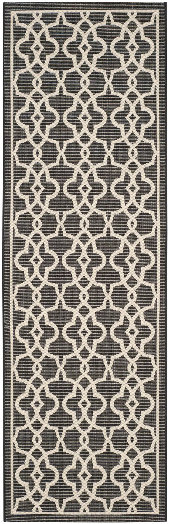 Safavieh Courtyard 2'-7" x 8'-2" Rug in Black / Beige