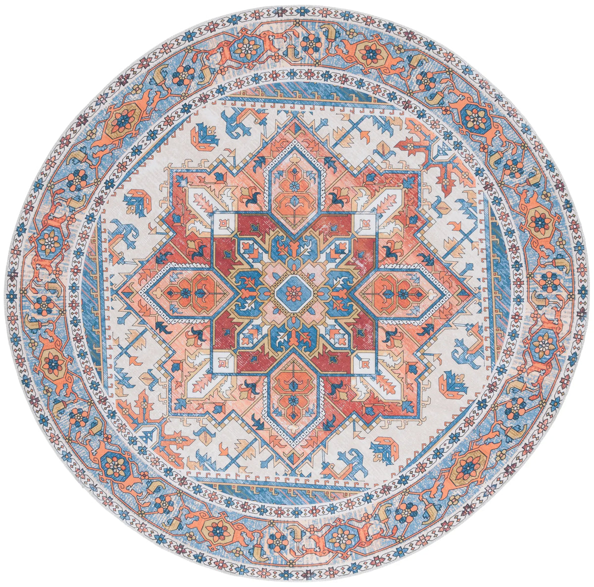 Safavieh Arizona 6'-0" x 6'-0" Rug in Rust / Navy