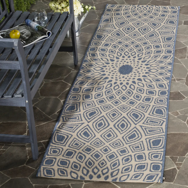 Safavieh Courtyard 2'-3" x 8'-0" Rug in Blue / Beige