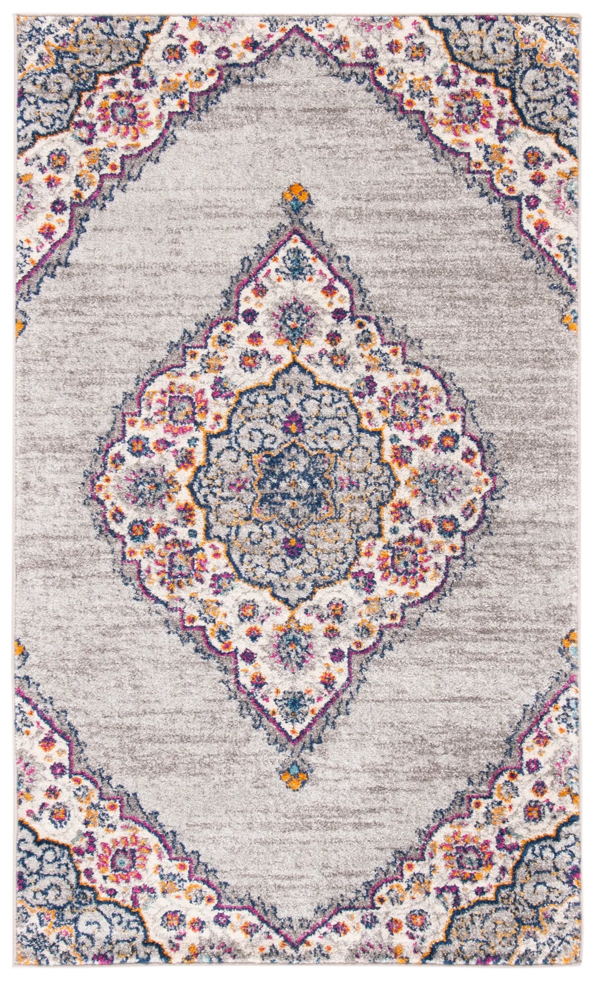 Safavieh Madison 3'-0" x 5'-0" Rug in Light Grey / Fuchsia