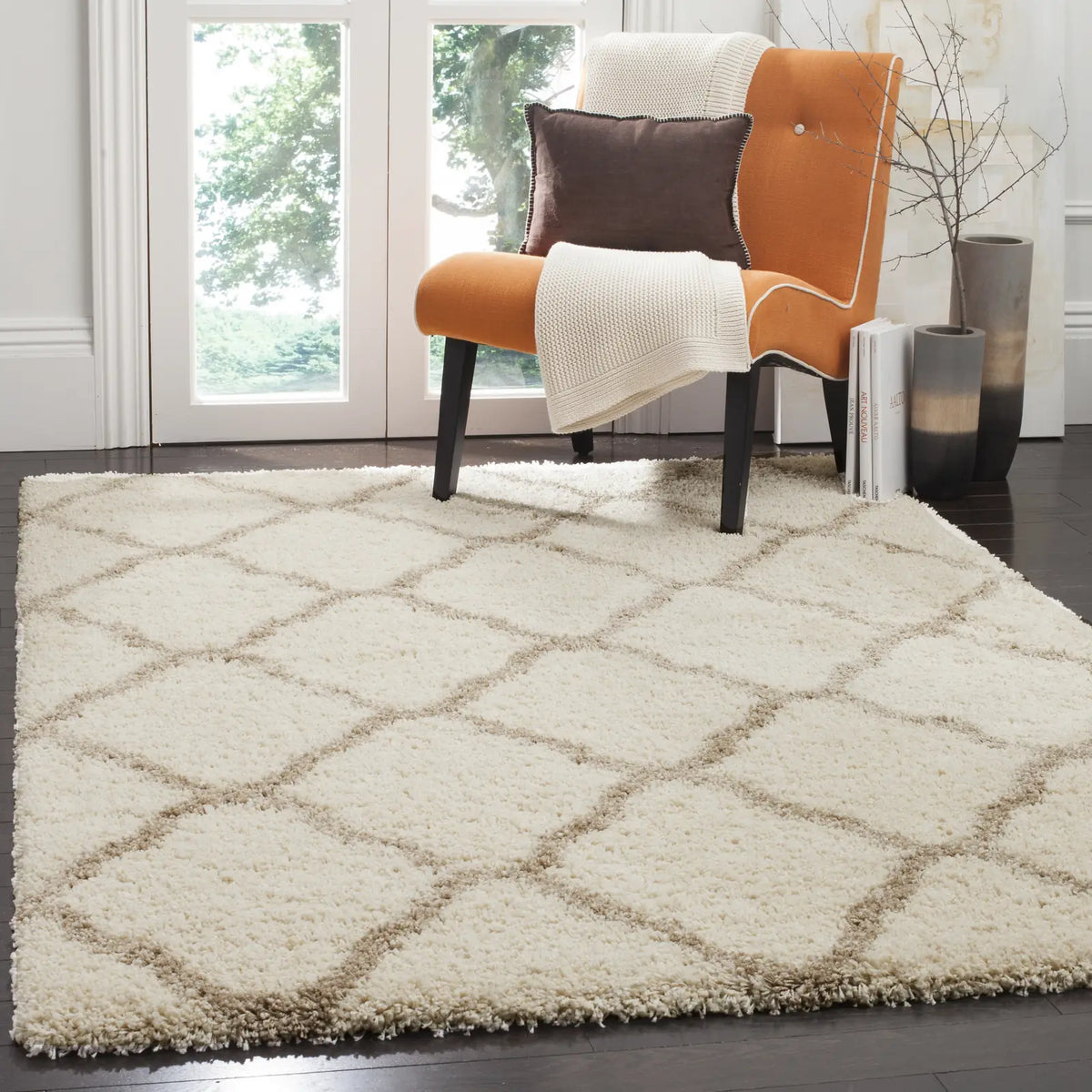 Safavieh Hudson Shag 4'-0" x 6'-0" Rug in Ivory / Beige