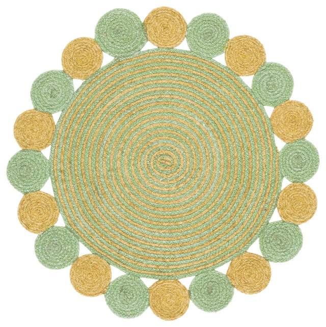 Safavieh Braided 3'-0" x 3'-0" Rug in Green / Gold