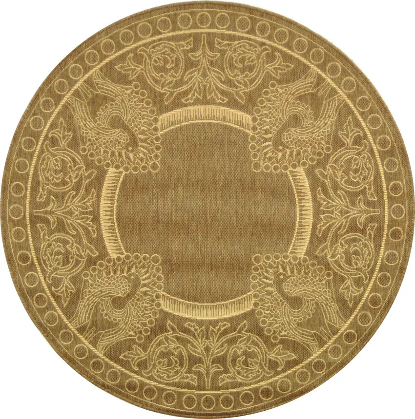 Safavieh Courtyard 5'-3" x 5'-3" Rug in Brown / Natural