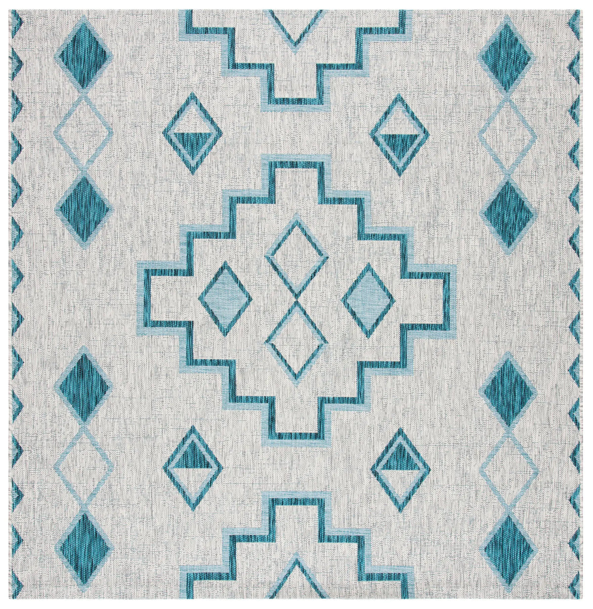 Safavieh Courtyard 6'-7" x 6'-7" Rug in Grey / Teal