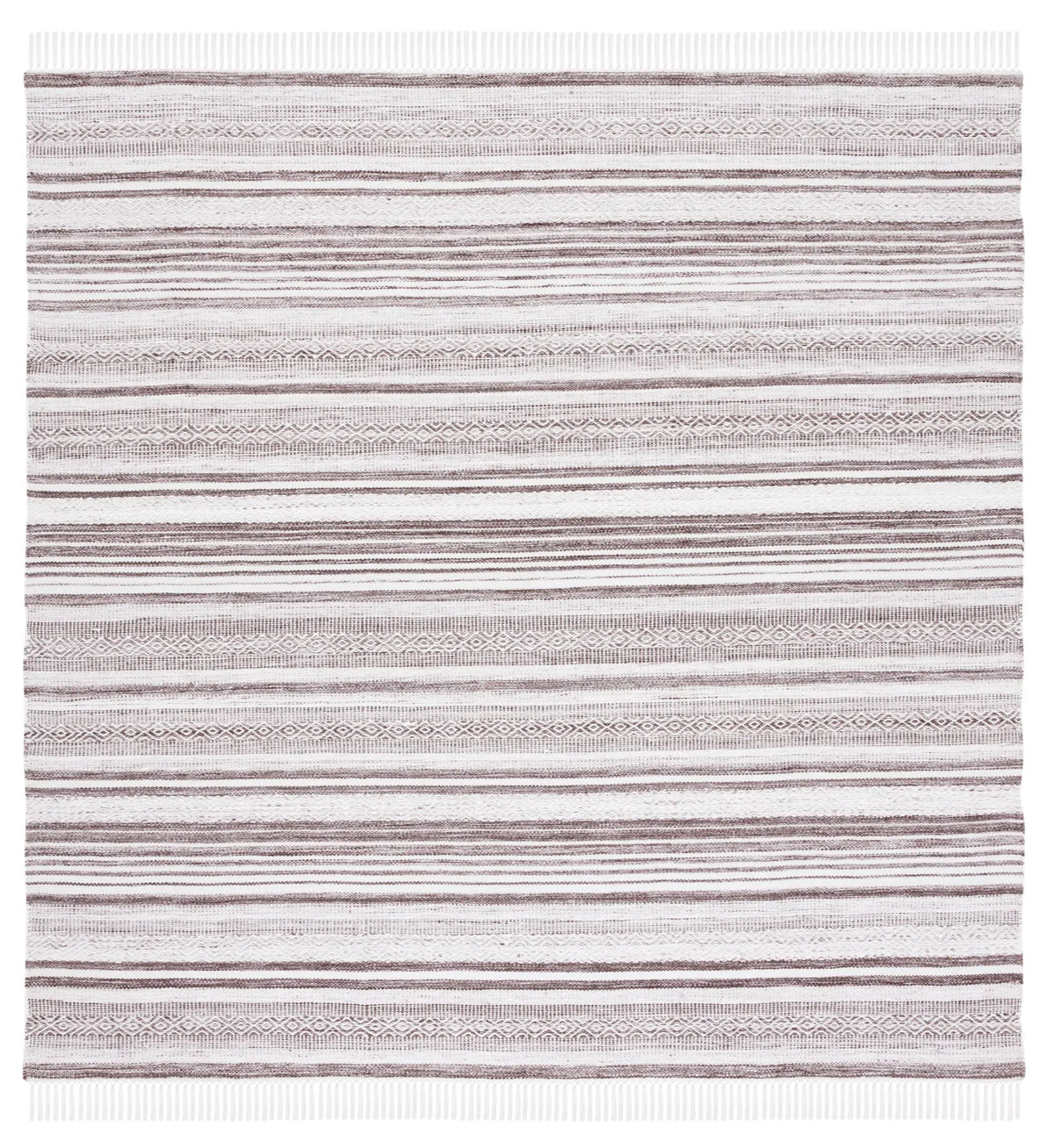 Safavieh Striped Kilim 7'-0" x 7'-0" Rug in Brown / Ivory