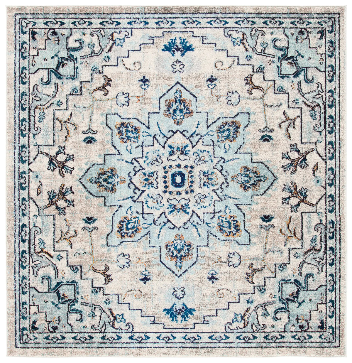 Safavieh Madison 6'-7" x 6'-7" Rug in Ivory / Light Blue