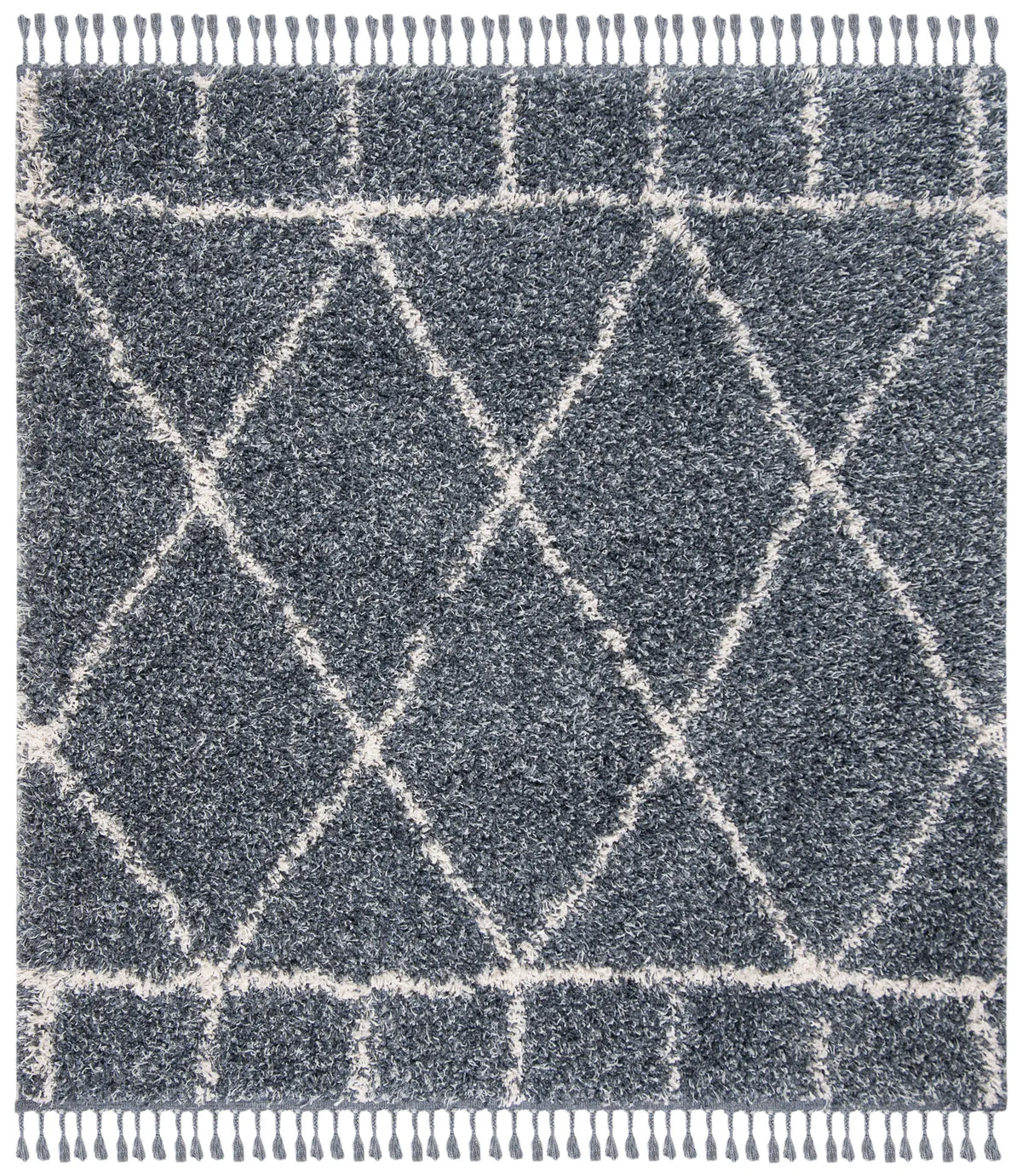 Safavieh Pro Lux Shag 400 6'-7" x 6'-7" Rug in Blue / Creme