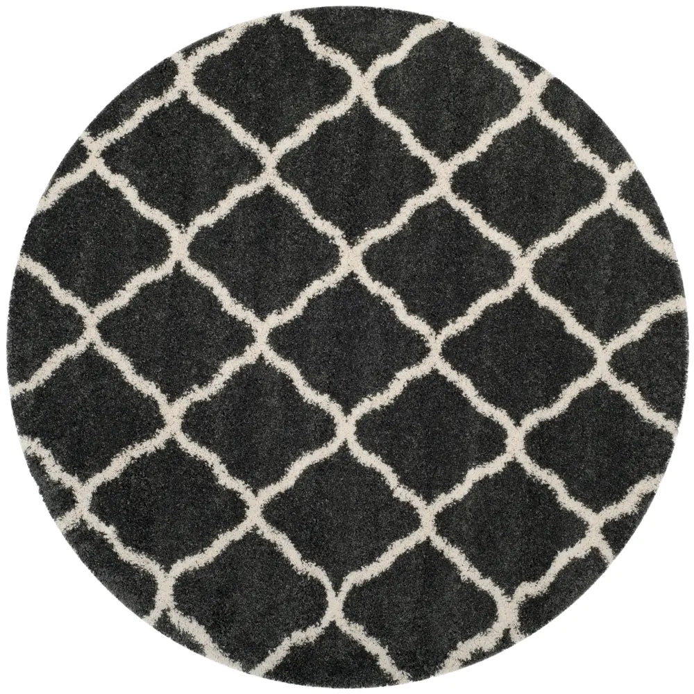 Safavieh Hudson Shag 7'-0" x 7'-0" Rug in Dark Grey / Ivory