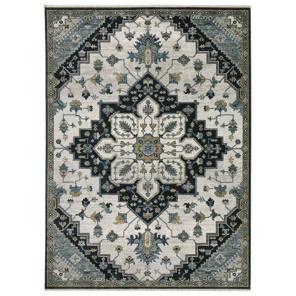 Oriental Weavers Sphinx KEIRA KEI04 Blue Medallion Rugs - main flat